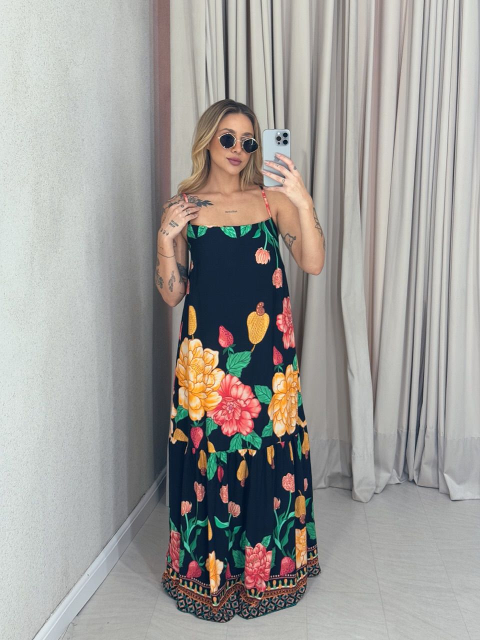 VESTIDO Sophia ESTAMPADO preto