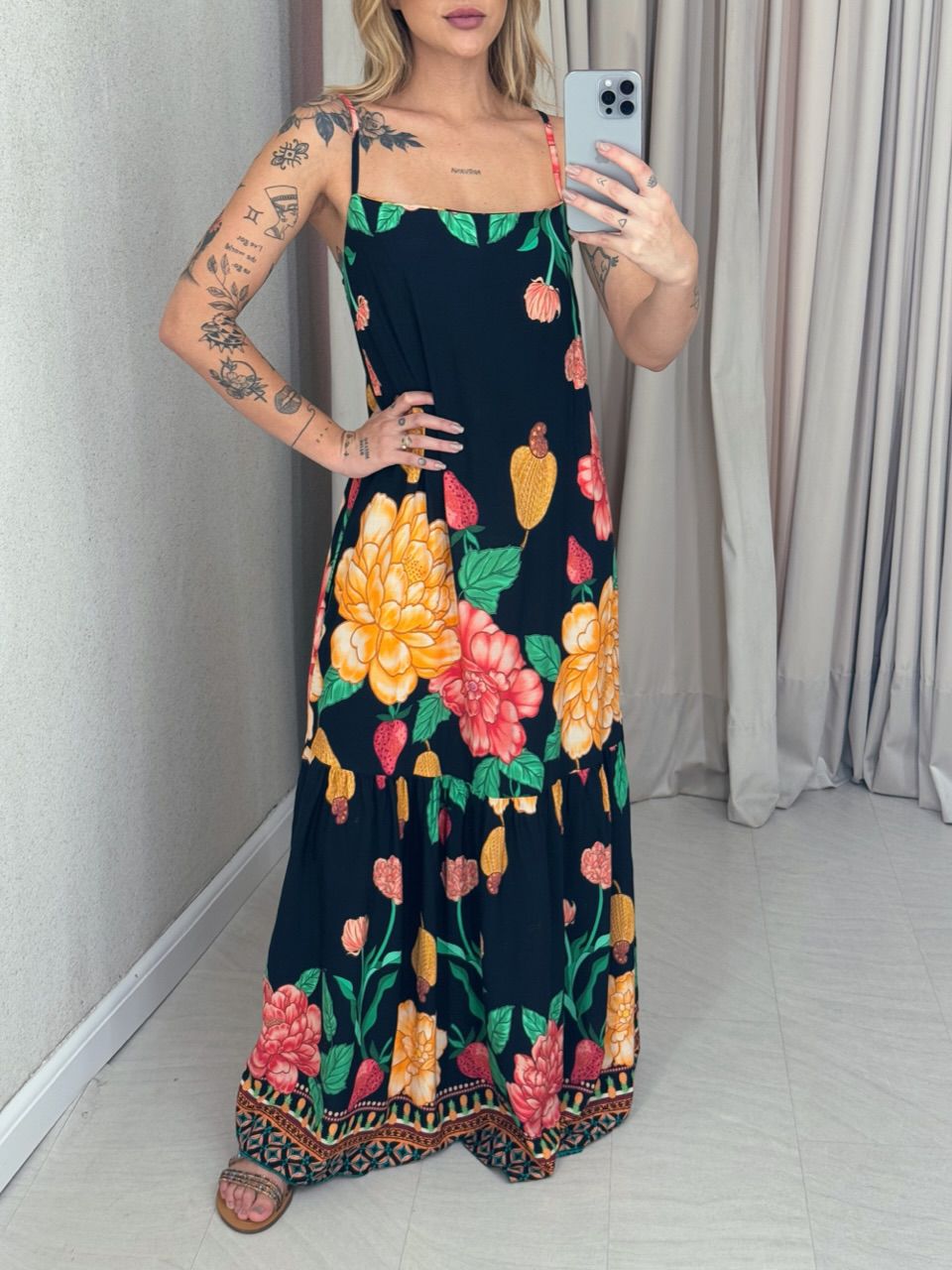 VESTIDO Sophia ESTAMPADO preto