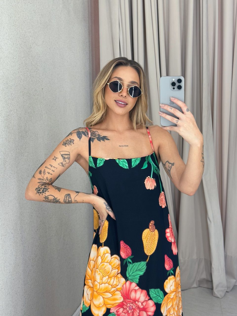 VESTIDO Sophia ESTAMPADO preto