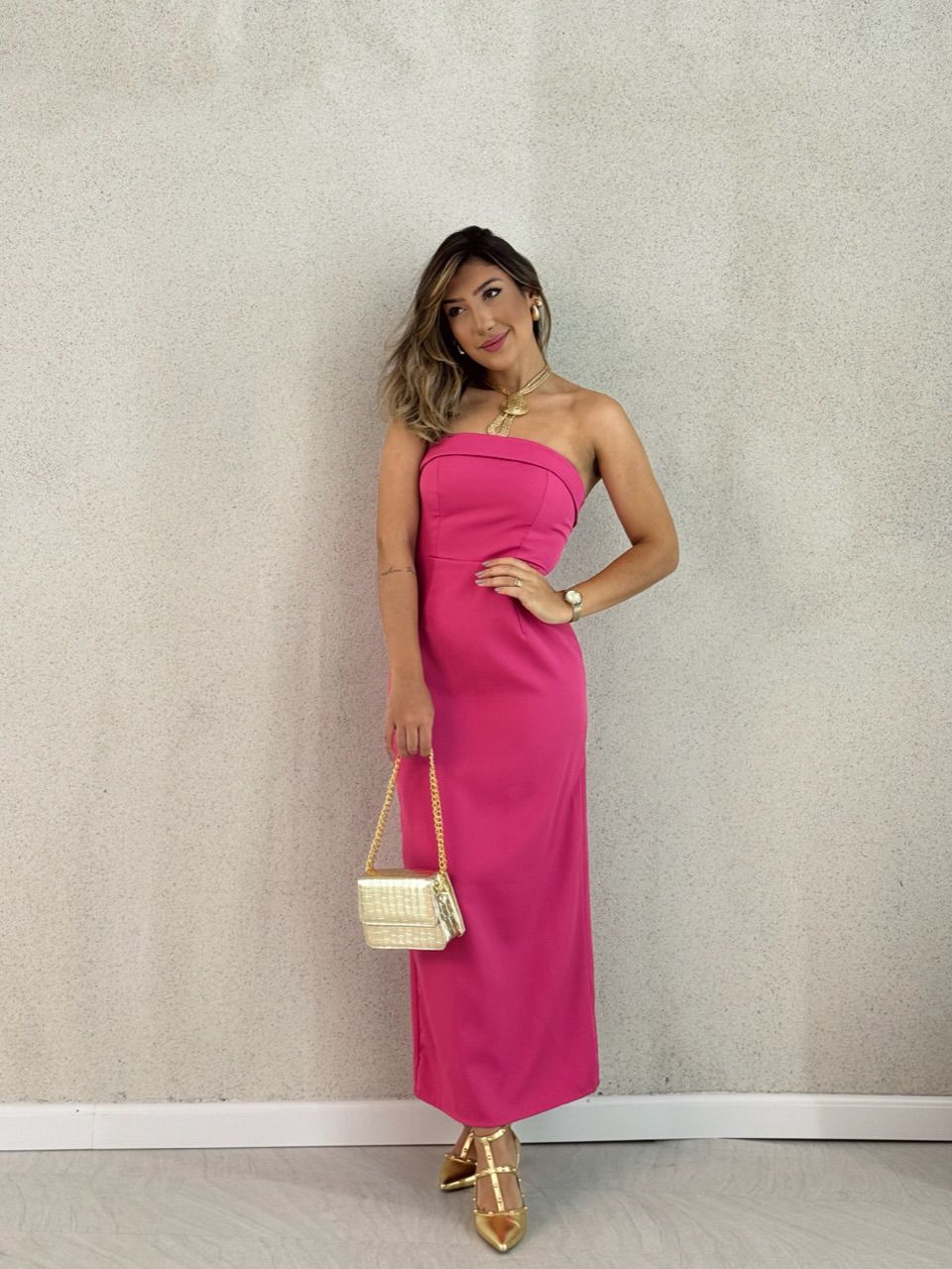 VESTIDO ISABELLY MIDI PINK