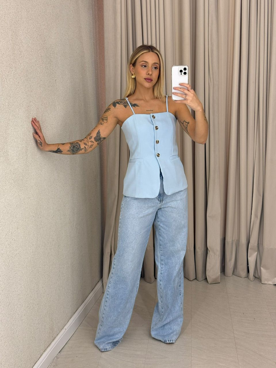 BLUSA ANNABELLE BOTÕES AZUL