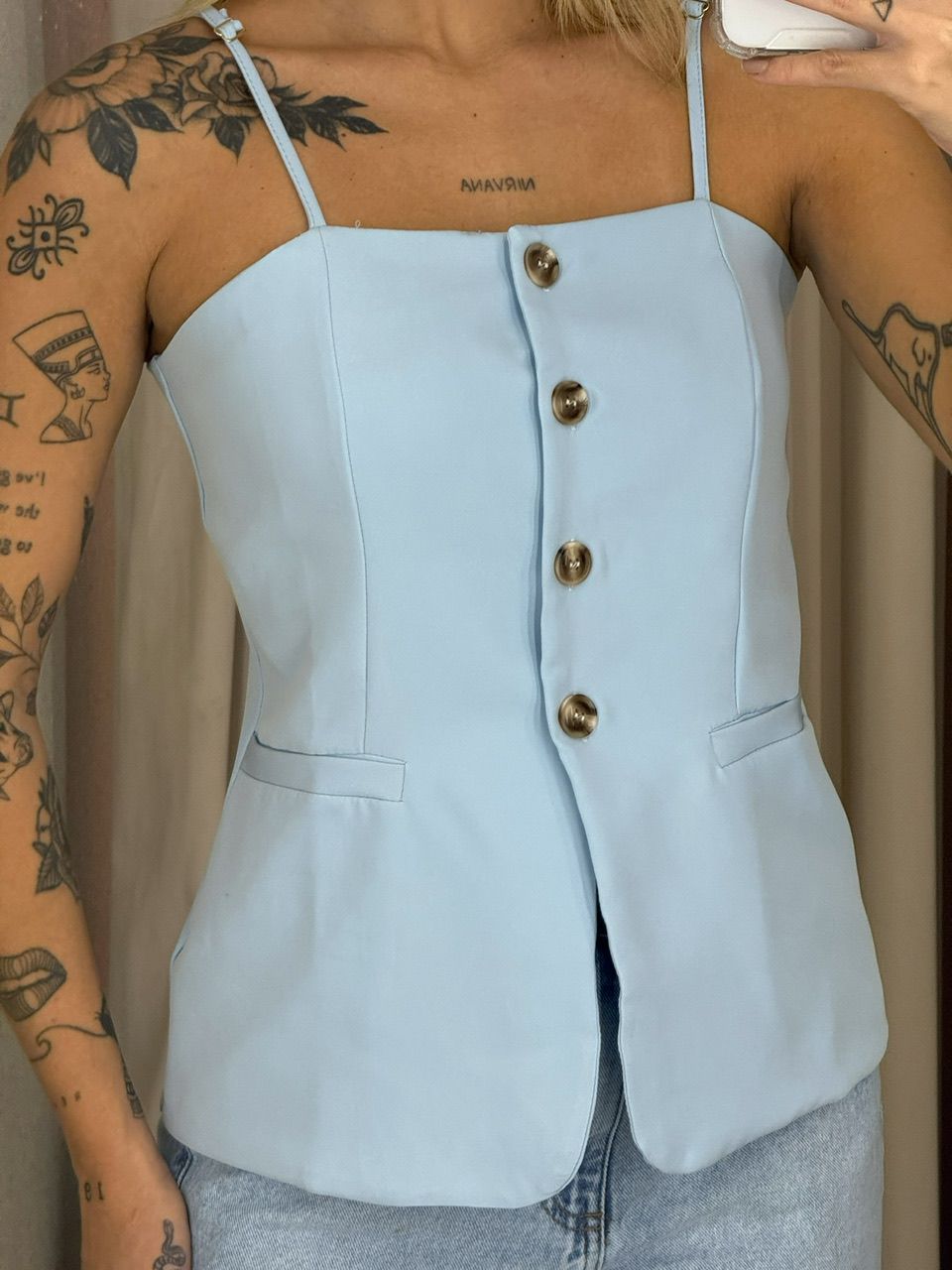 BLUSA ANNABELLE BOTÕES AZUL