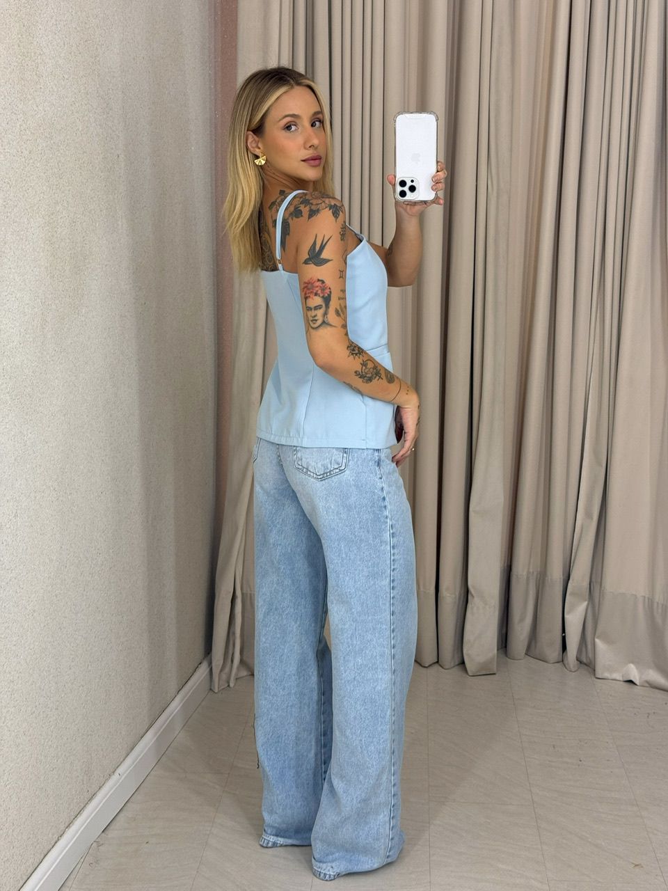 BLUSA ANNABELLE BOTÕES AZUL