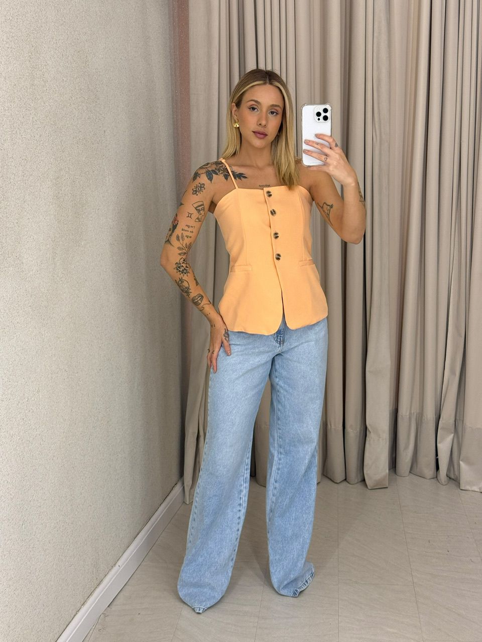 BLUSA ANNABELLE BOTÕES PÊSSEGO