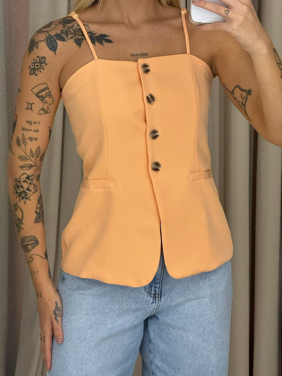 BLUSA ANNABELLE BOTÕES PÊSSEGO