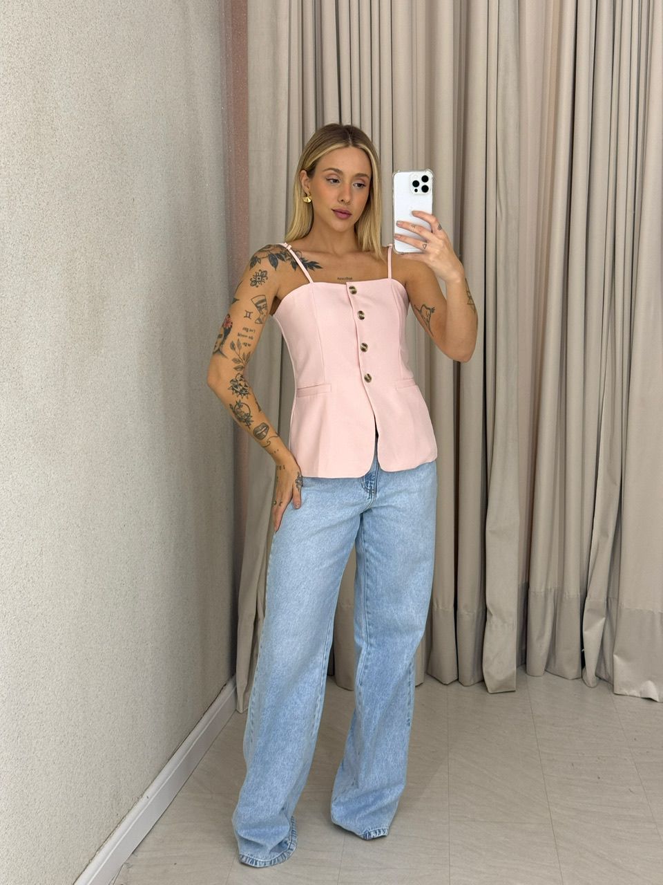 BLUSA ANNABELLE BOTÕES ROSA