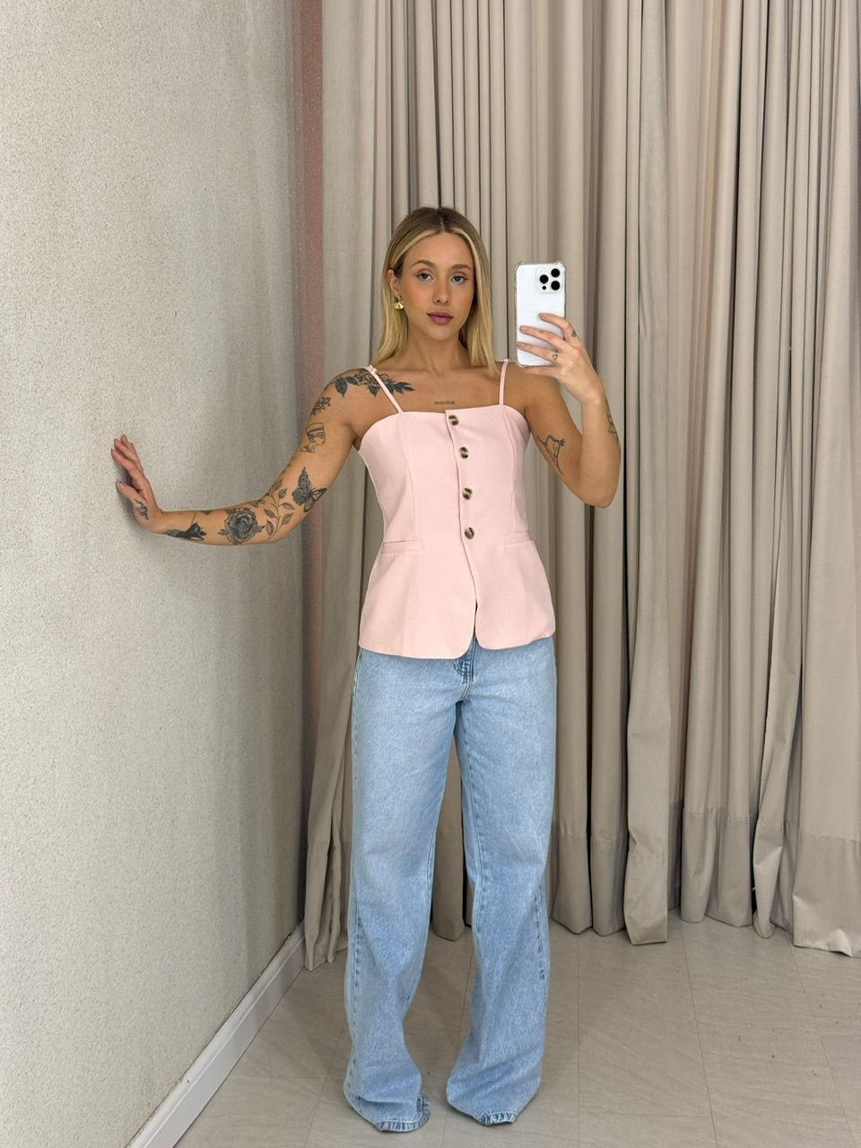 BLUSA ANNABELLE BOTÕES ROSA