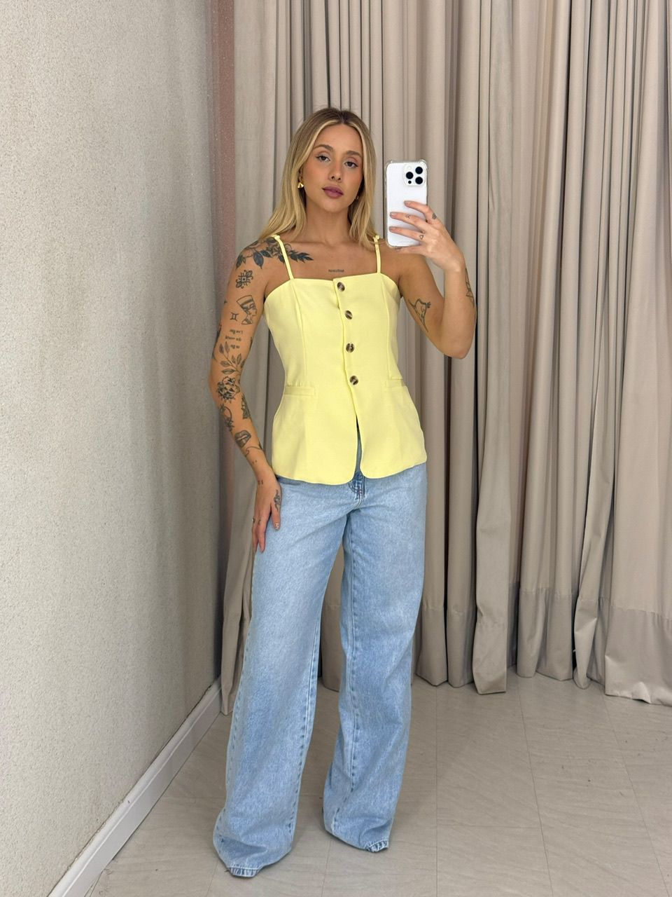 BLUSA ANNABELLE BOTÕES YELLOW BUTTER