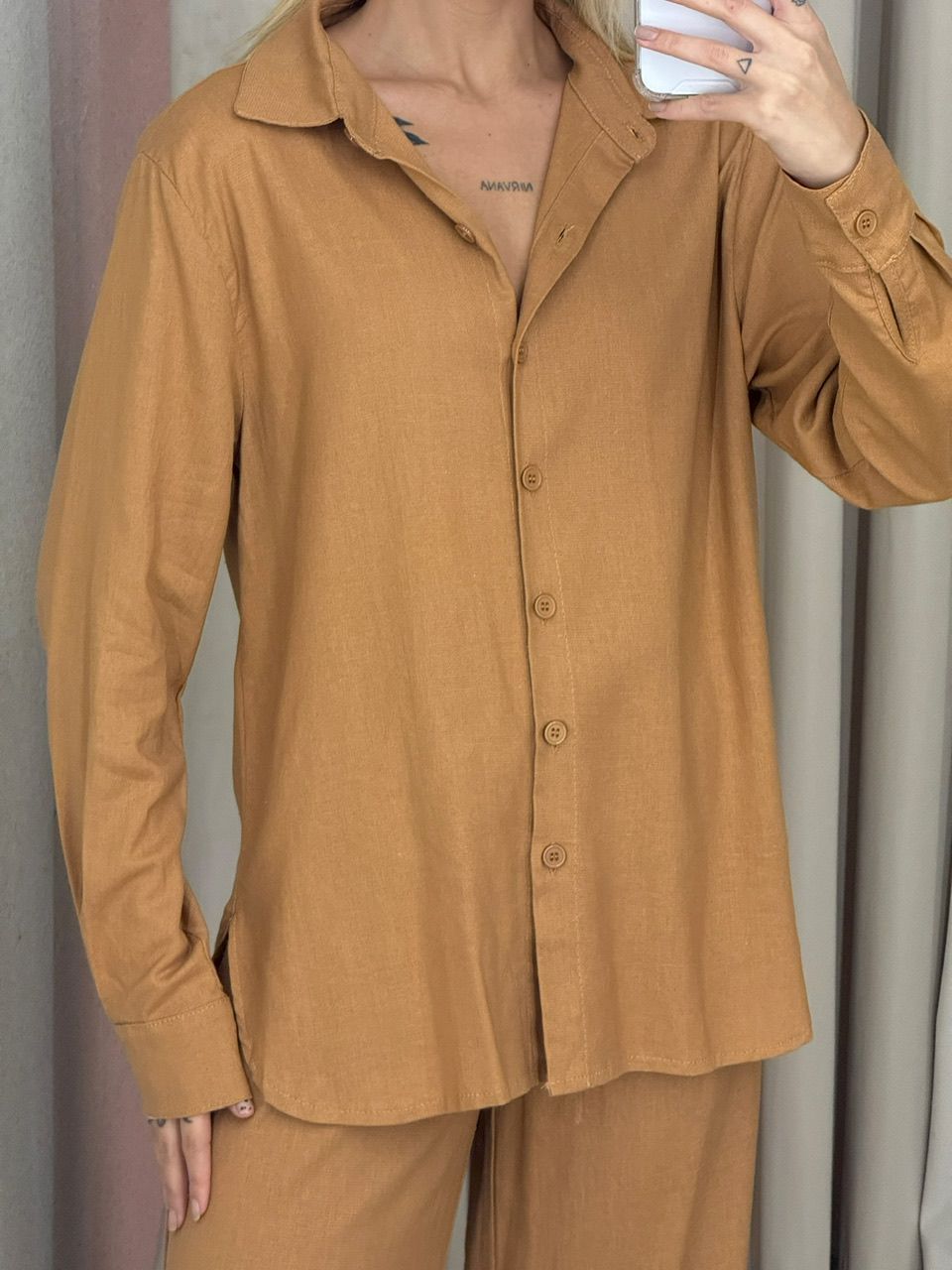 CONJUNTO LIA CAMISA CARAMELO