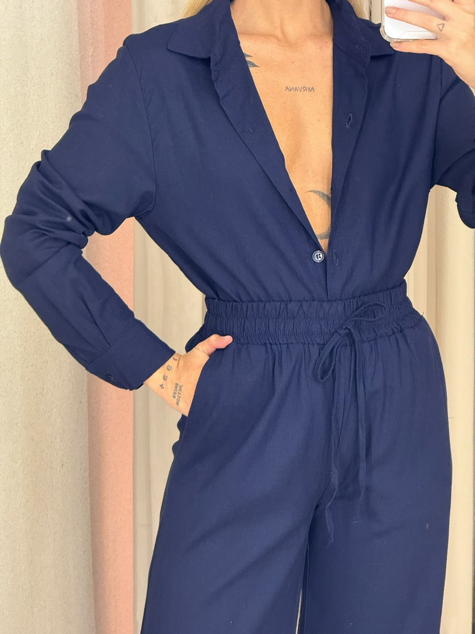 CONJUNTO LIA CAMISA MARINHO