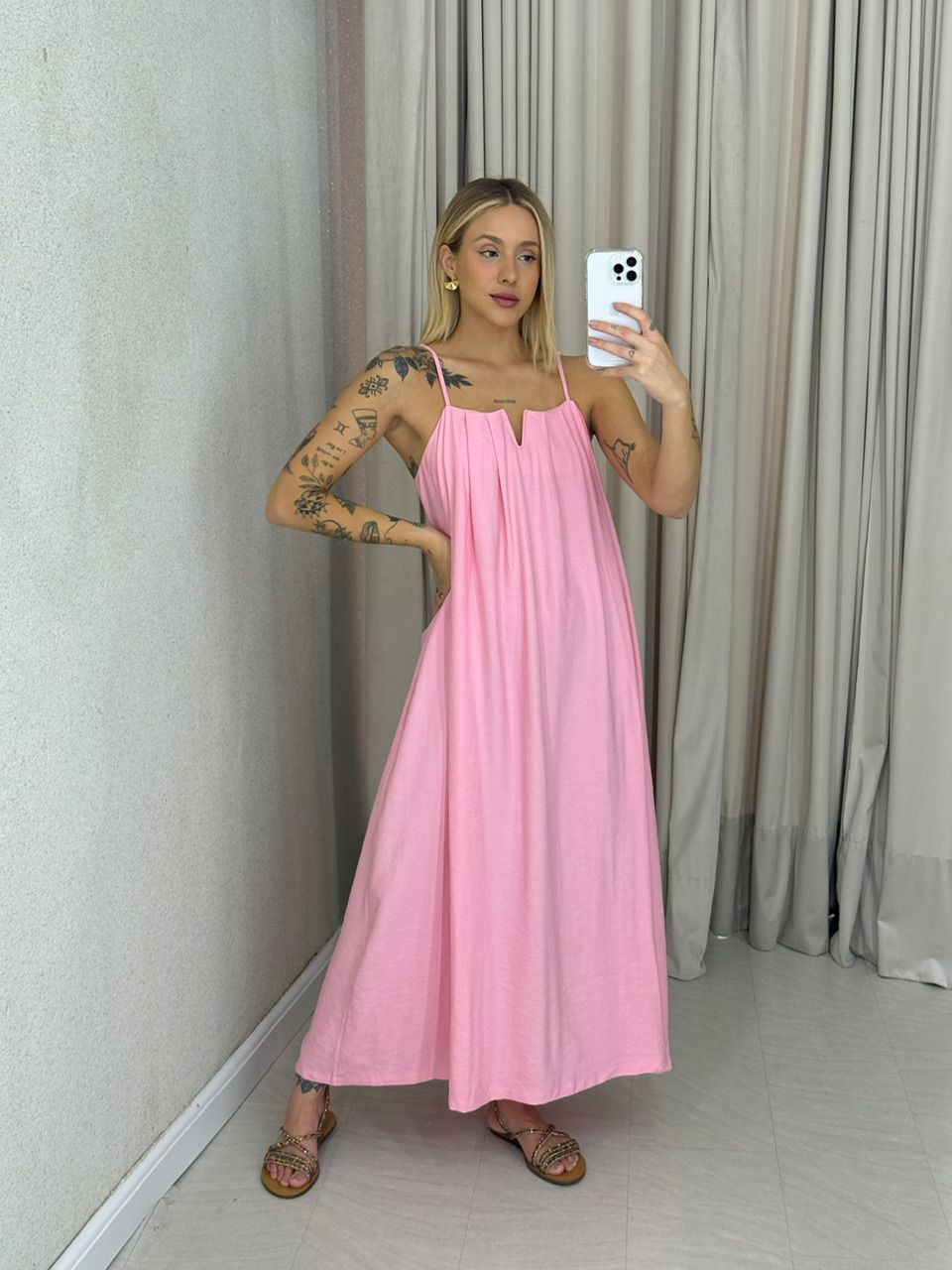 VESTIDO LUDMILA ALÇA Rosa - 0061850031 - CAROLLA FERRARO