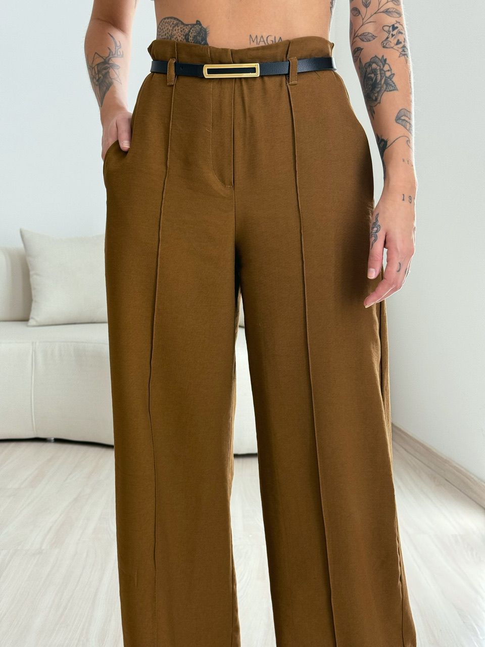 CALÇA JÚLIA PANTALONA SÉPIA