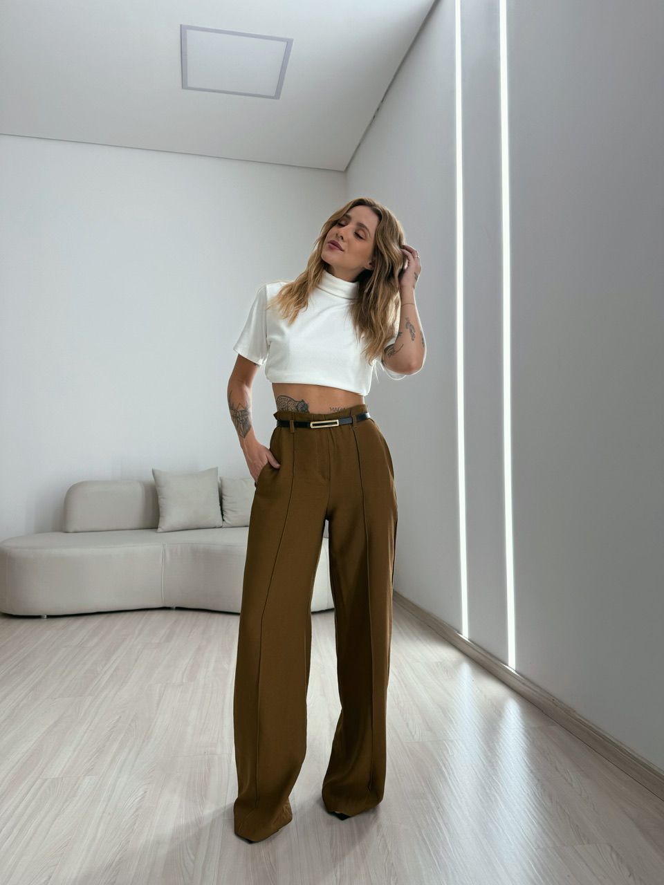 CALÇA JÚLIA PANTALONA SÉPIA