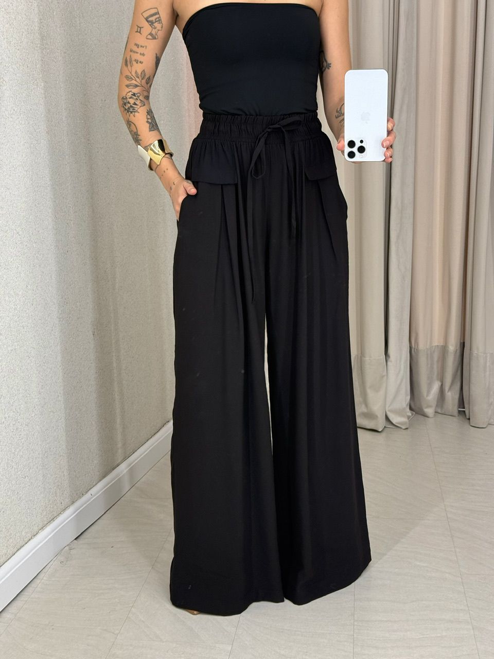 CALÇA ELLIE PANTALONA PRETA - 0063980033 - CAROLLA FERRARO