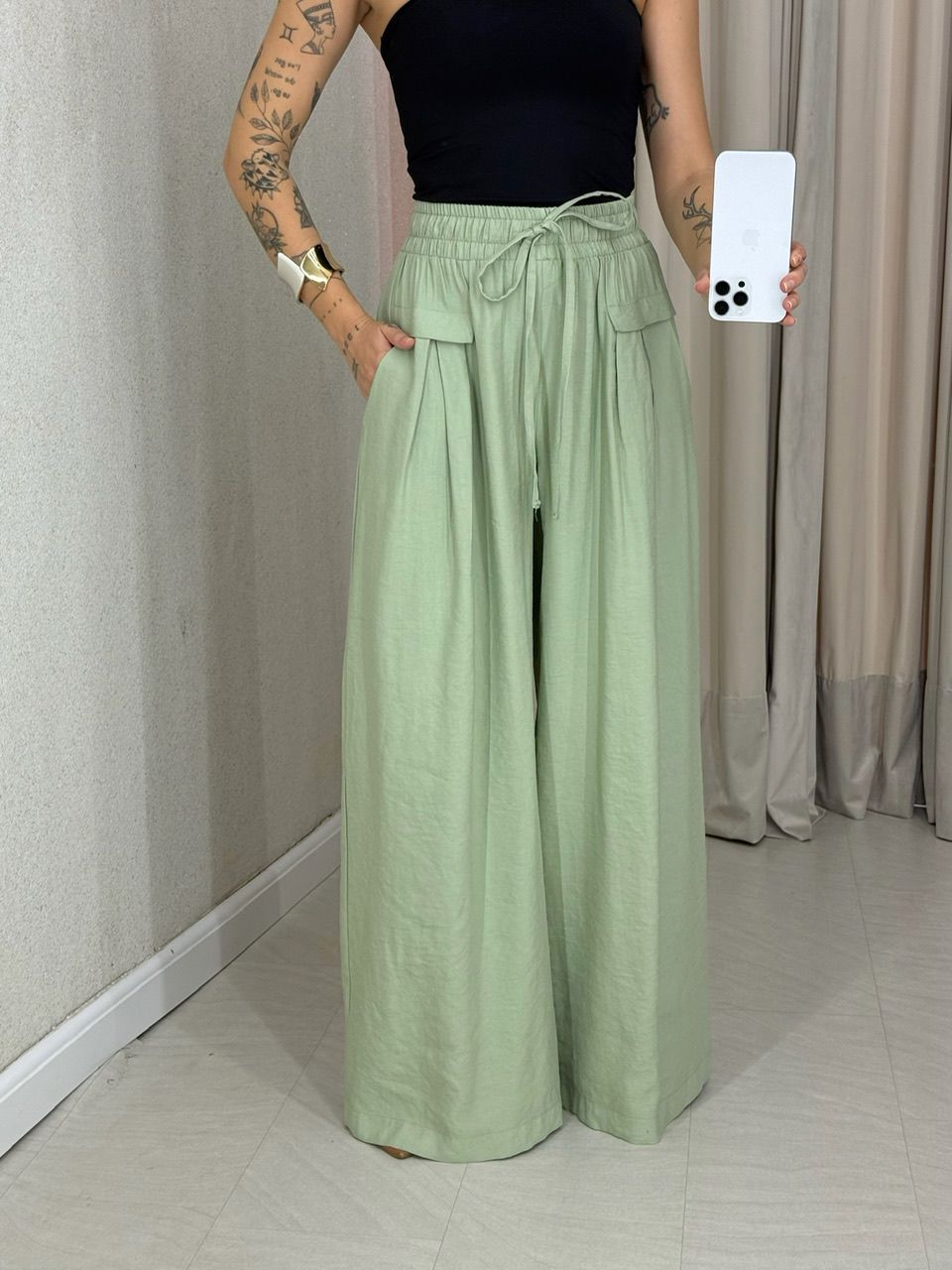 CALÇA ELLIE PANTALONA VERDE - 0063980014 - CAROLLA FERRARO