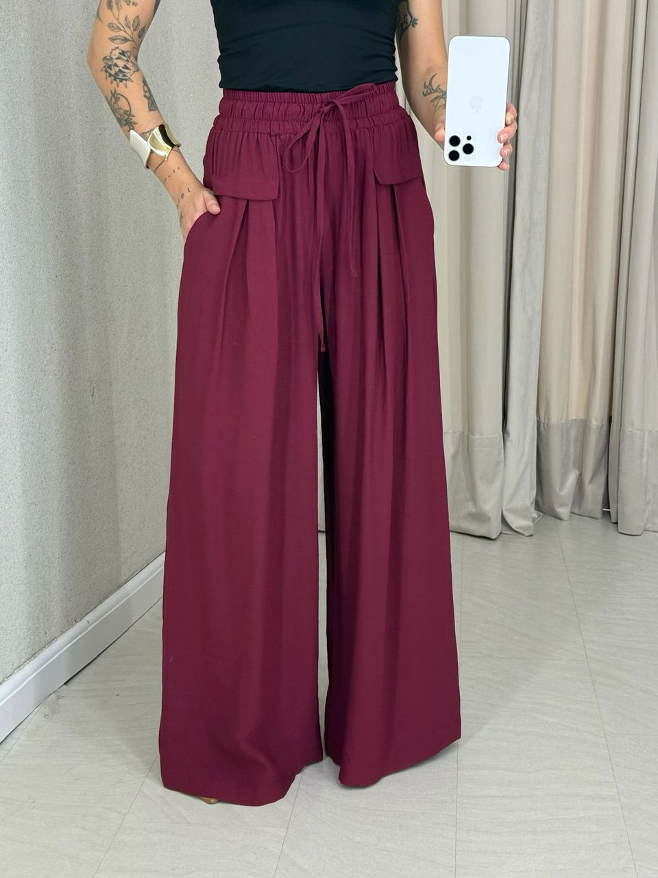 CALÇA ELLIE PANTALONA VINHO - 0063980168 - CAROLLA FERRARO