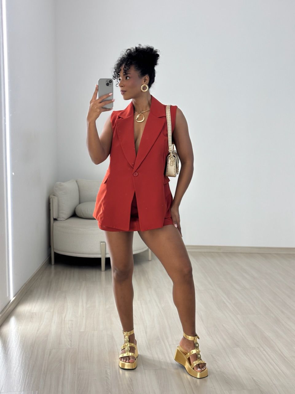 CONJUNTO IVANA SHORT SAIA TELHA - 0063970180 - CAROLLA FERRARO