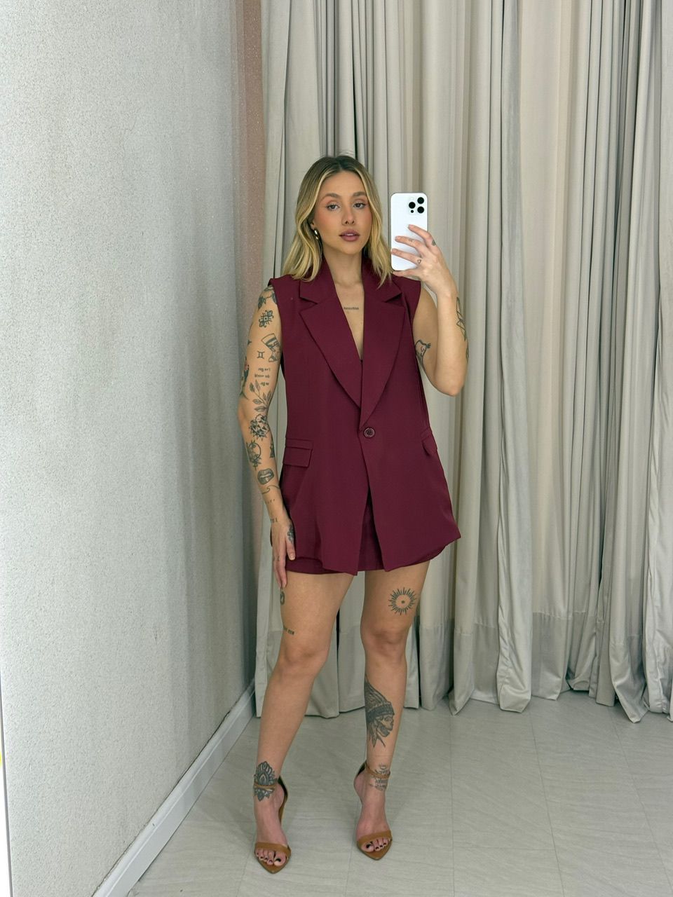 CONJUNTO IVANA SHORT SAIA VINHO