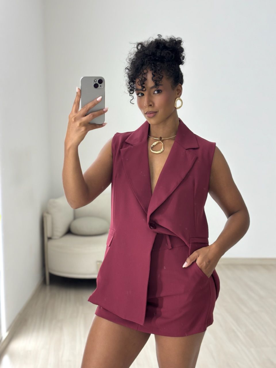 CONJUNTO IVANA SHORT SAIA VINHO