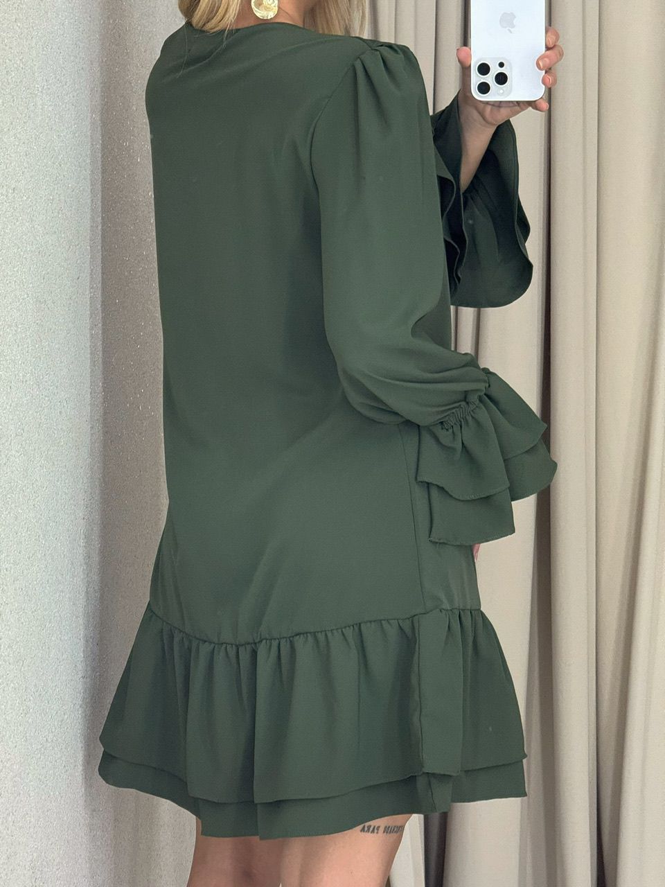 VESTIDO CELIANE BABADOS VERDE