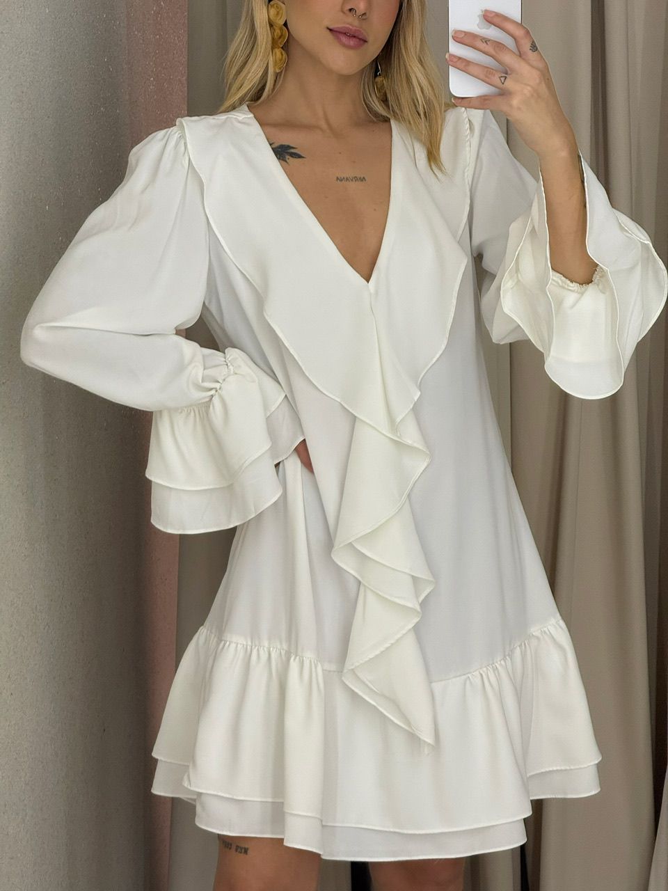 VESTIDO CELIANE BABADOS OFF