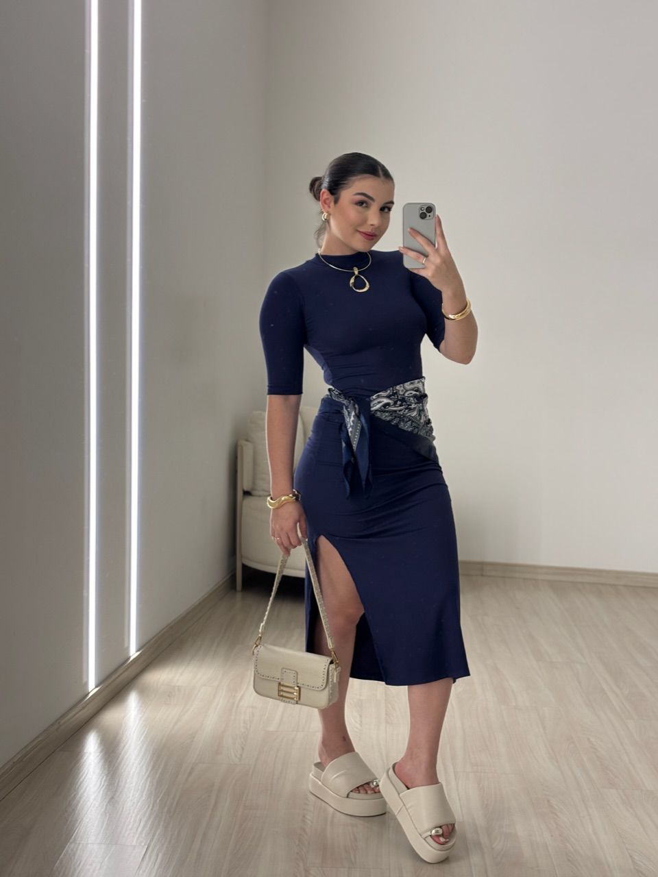 VESTIDO MARY FENDA MARINHO