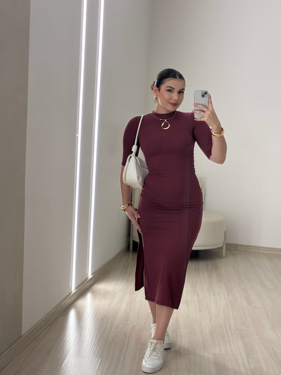 VESTIDO MARY FENDA VINHO