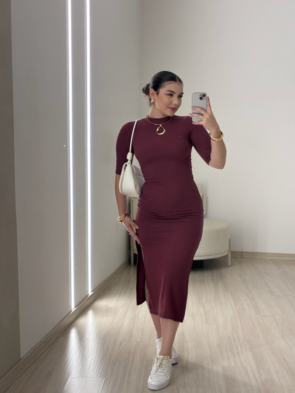 VESTIDO MARY FENDA VINHO