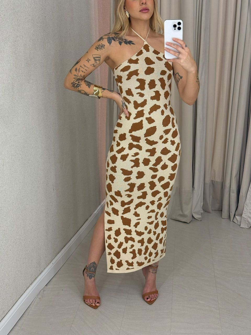 VESTIDO NICOLY TRICOT Caramelo