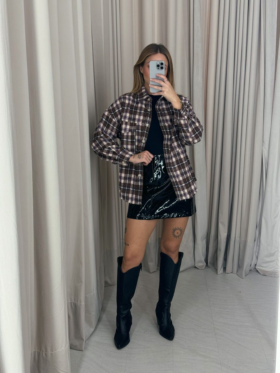 CAMISA SANDRA XADREZ MARROM