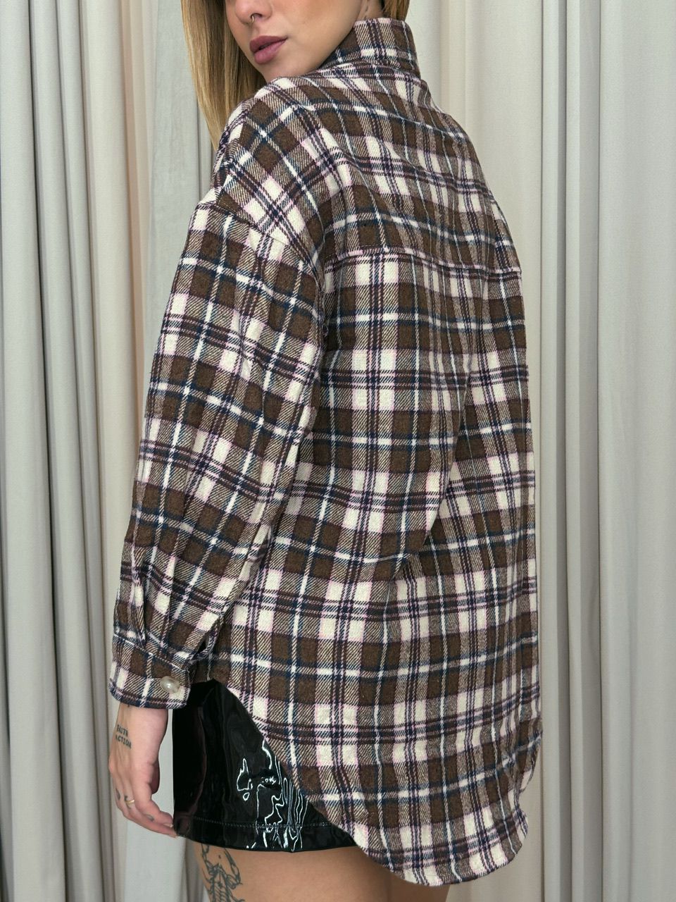CAMISA SANDRA XADREZ MARROM