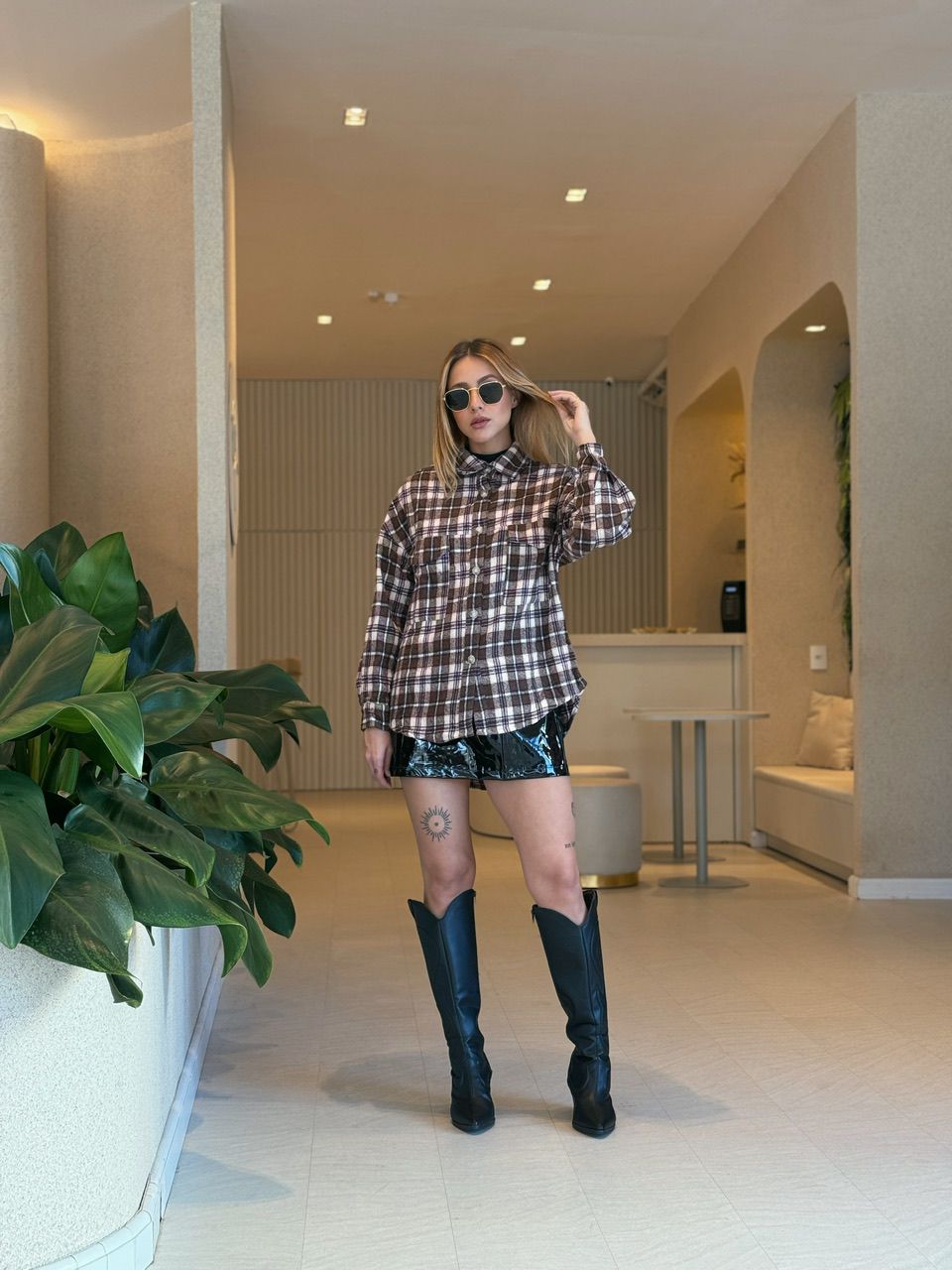 CAMISA SANDRA XADREZ MARROM