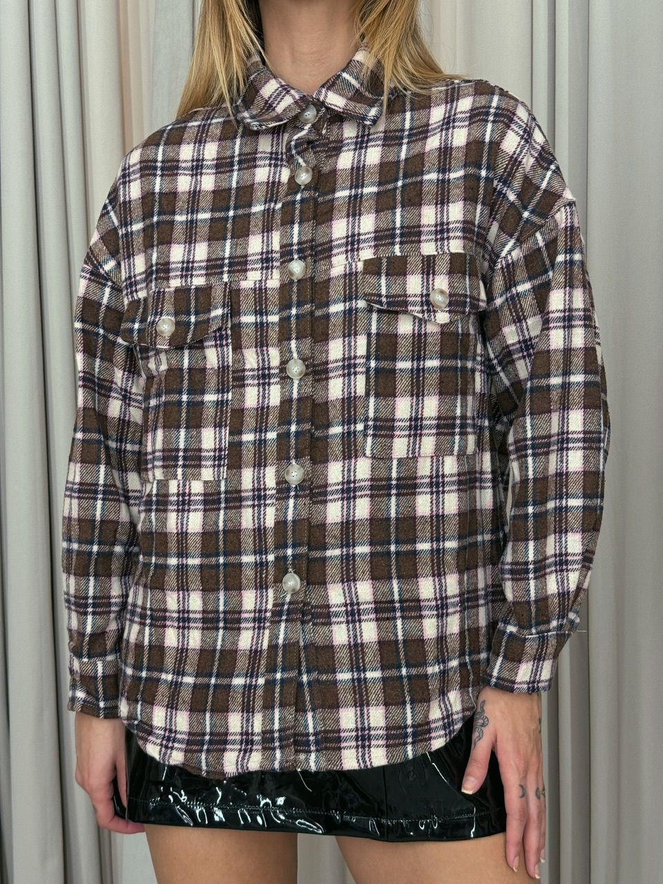 CAMISA SANDRA XADREZ MARROM