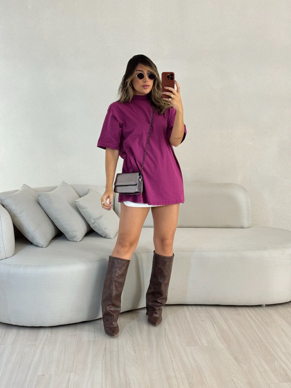 CAMISETÃO AMORA BÁSICO FUCSIA - 0052810120 - CAROLLA FERRARO