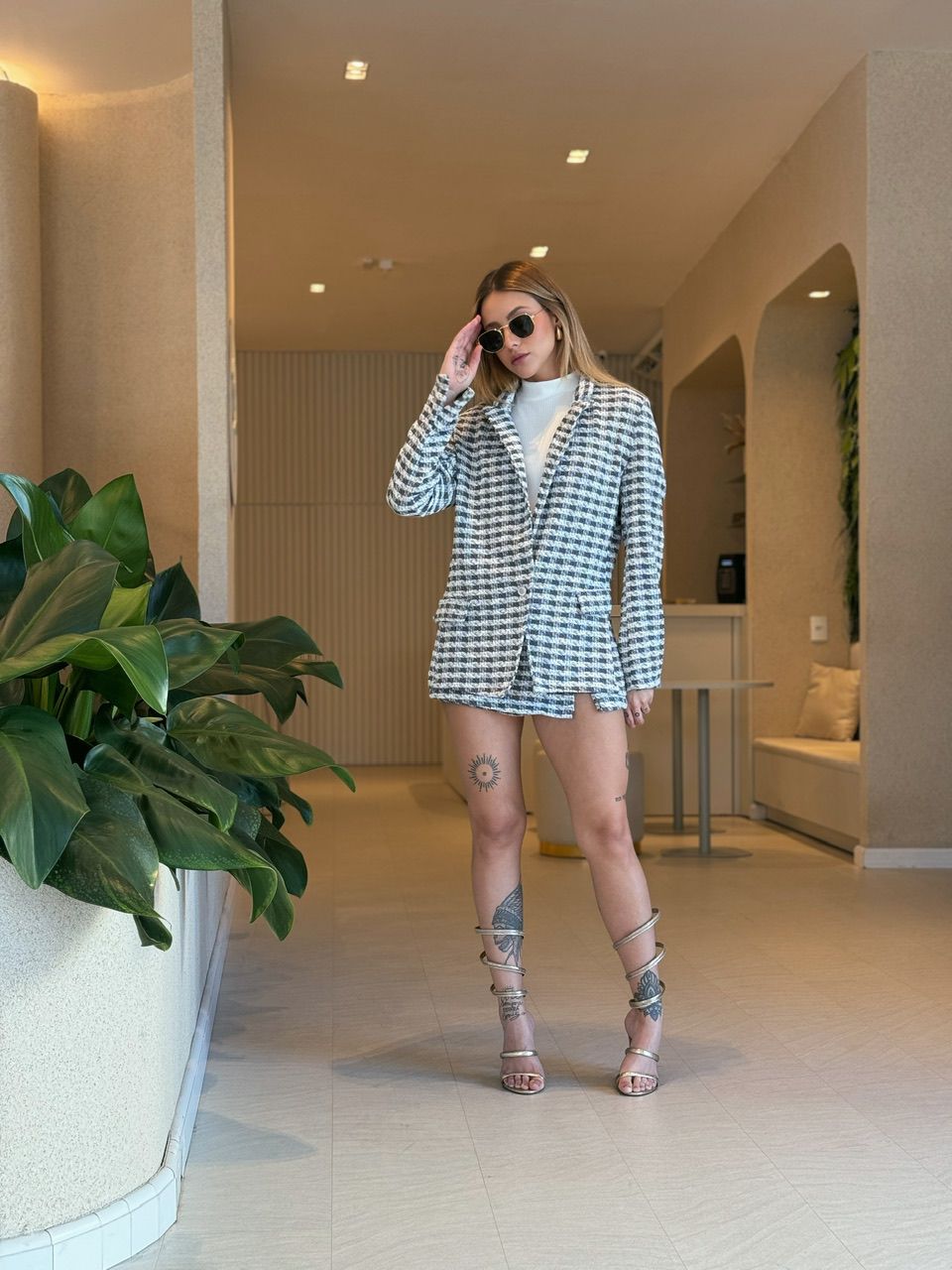 CONJUNTO MARIAH XADREZ CINZA ESCURO