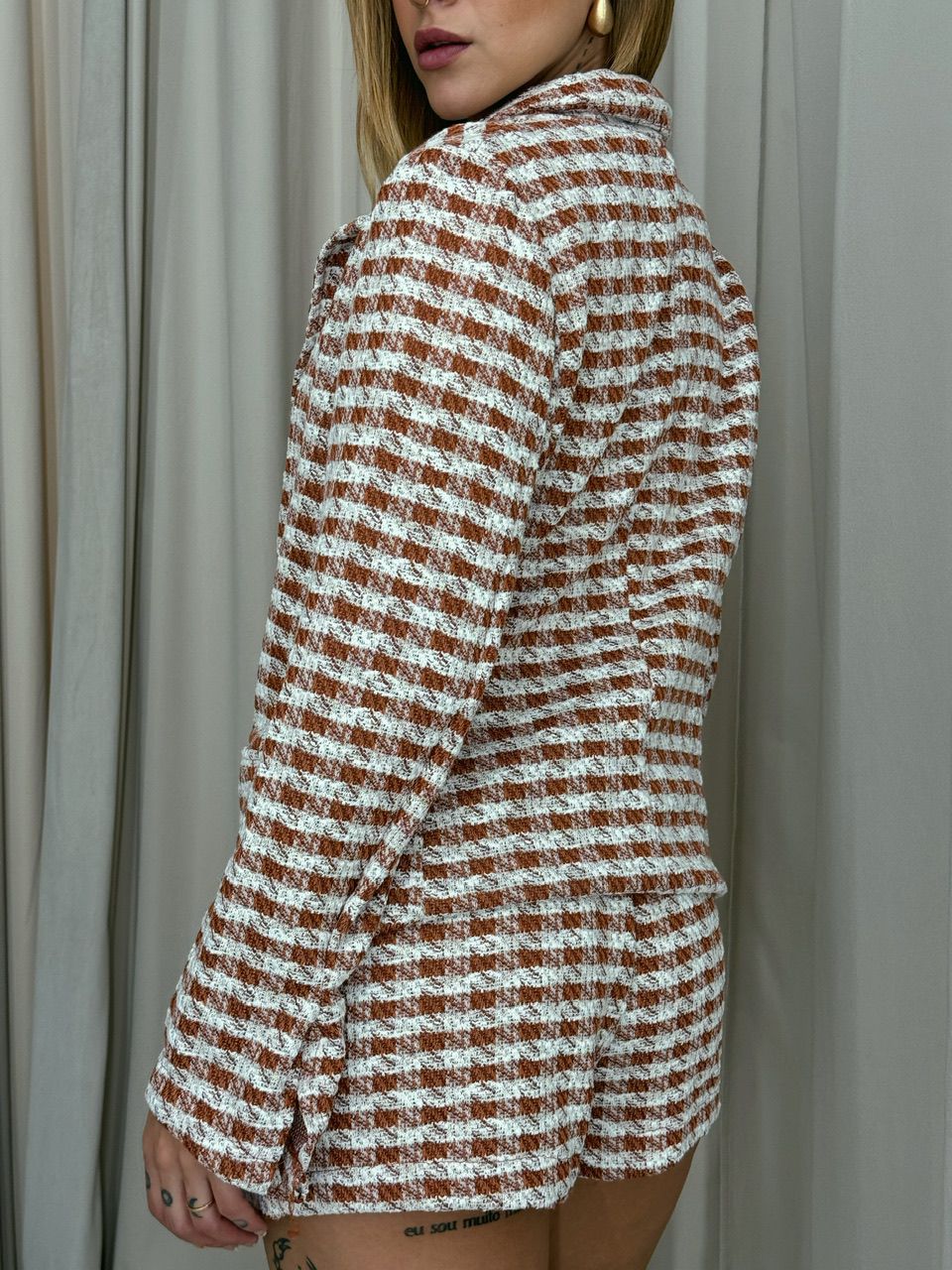 CONJUNTO MARIAH XADREZ MARROM