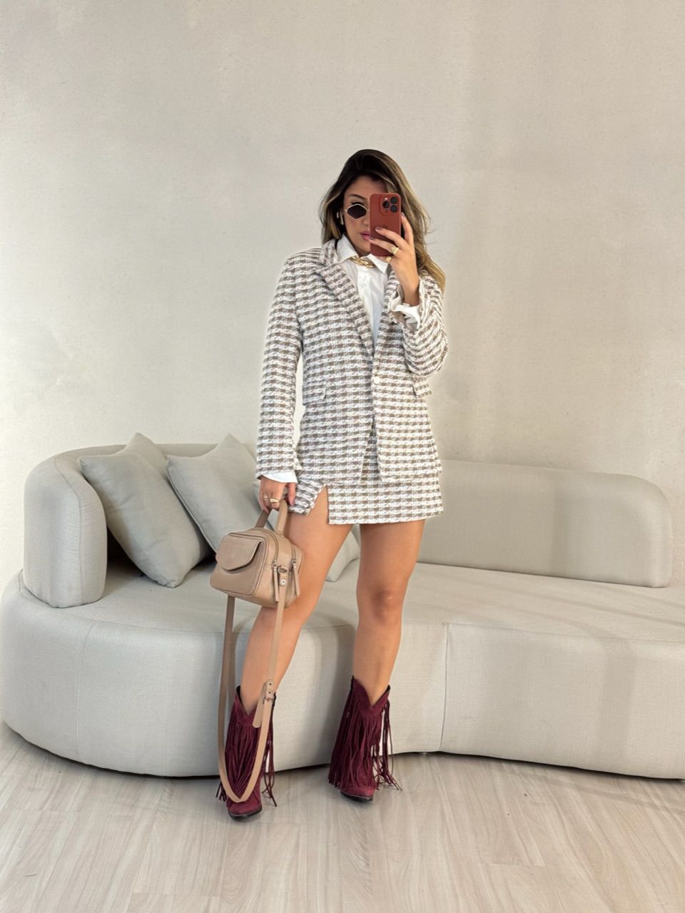 CONJUNTO MARIAH XADREZ NUDE