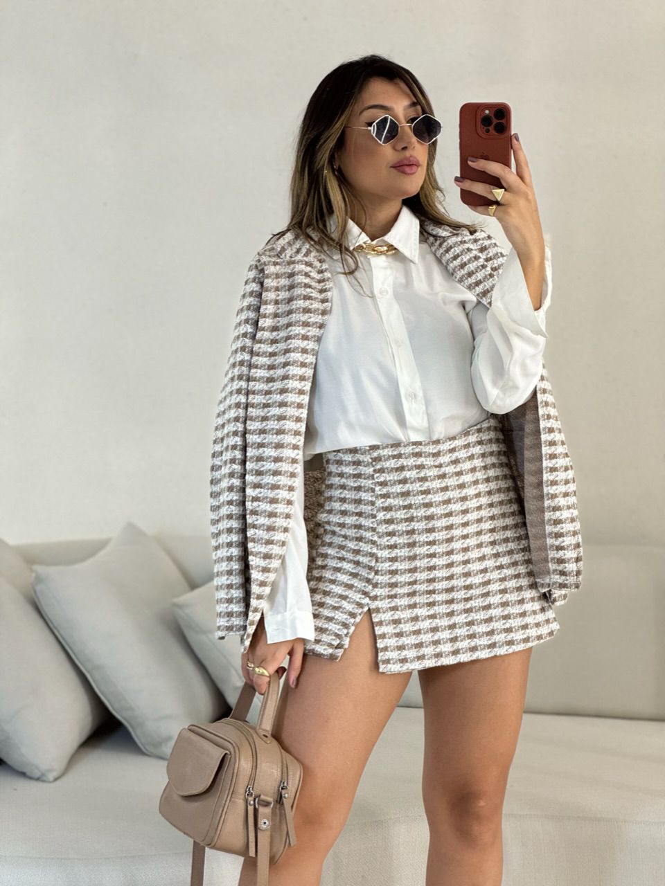 CONJUNTO MARIAH XADREZ NUDE