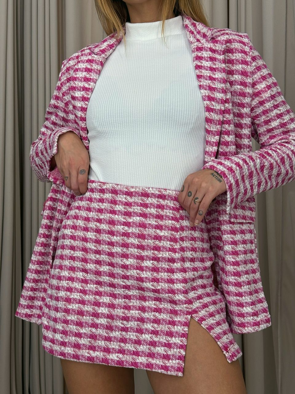 CONJUNTO MARIAH XADREZ PINK