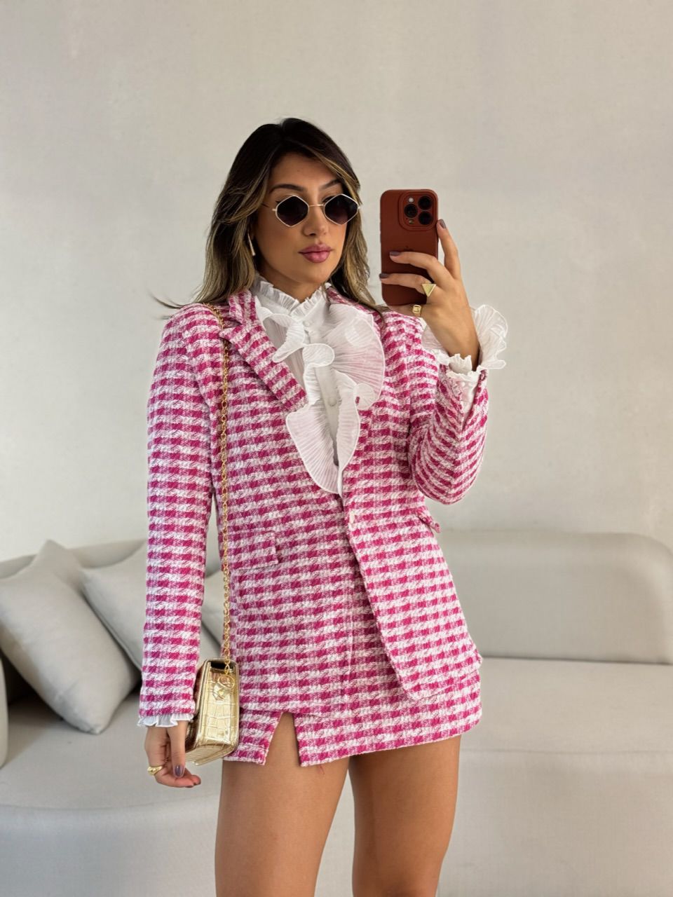 CONJUNTO MARIAH XADREZ PINK - 0052790037 - CAROLLA FERRARO