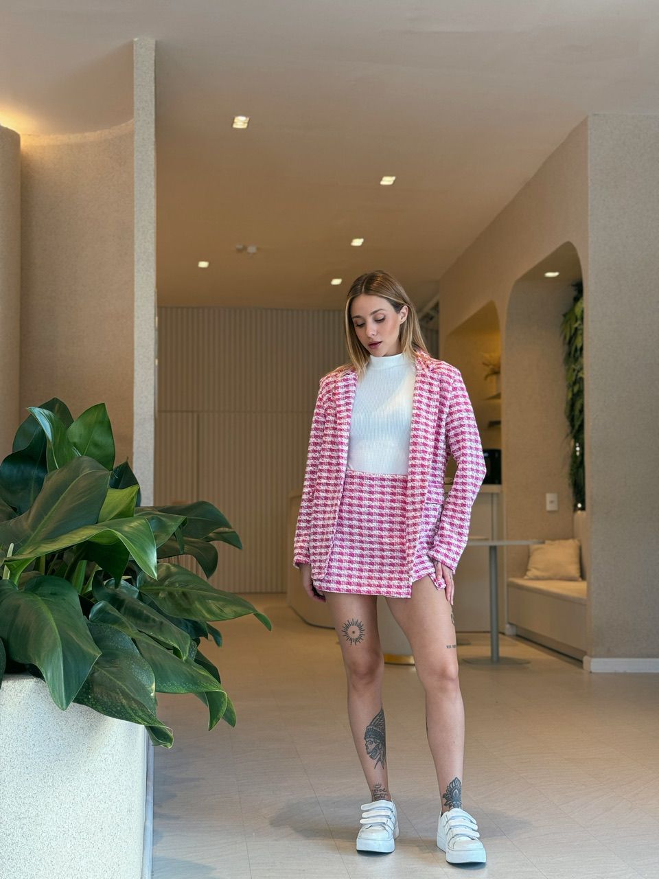 CONJUNTO MARIAH XADREZ PINK