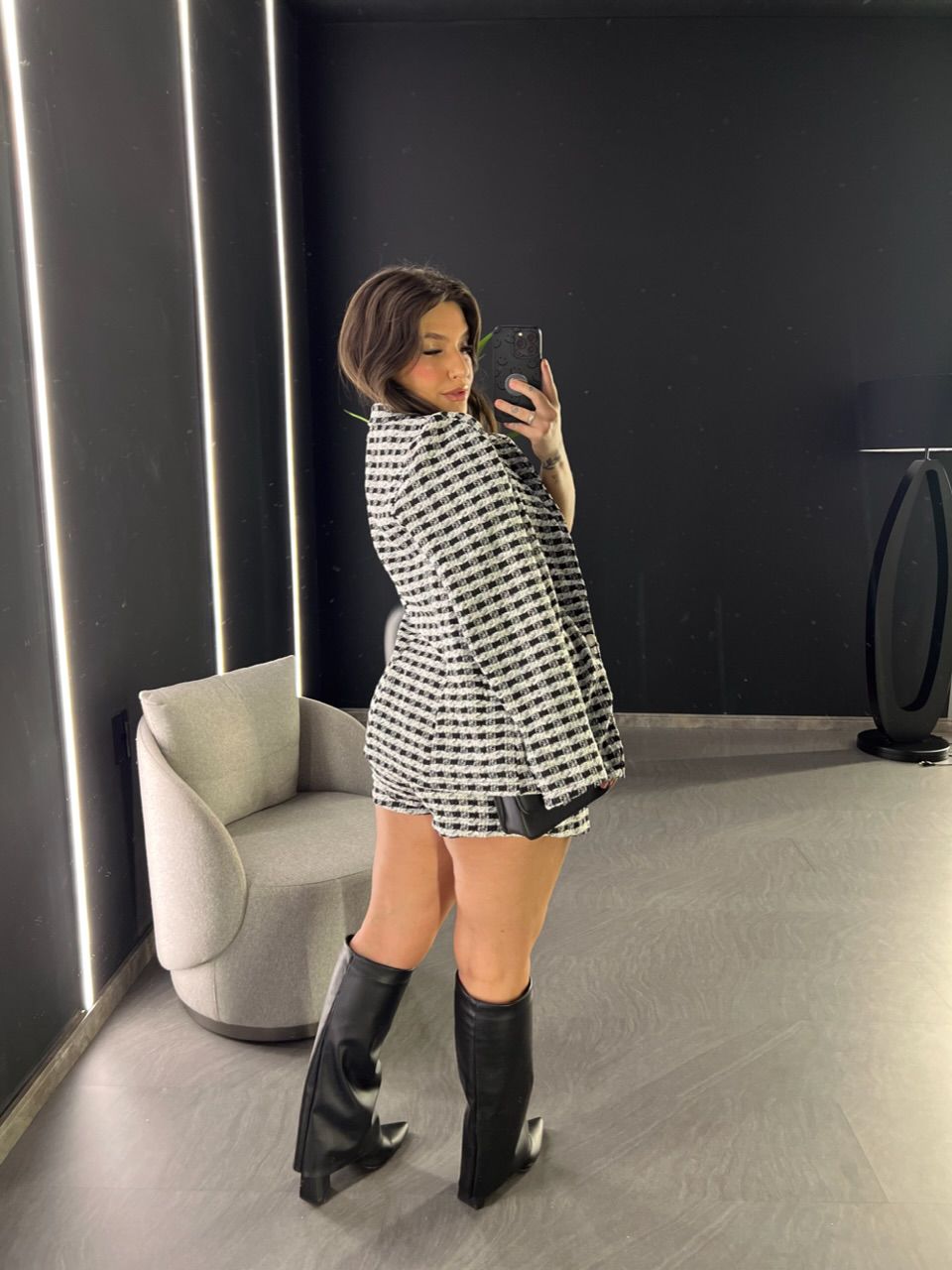 CONJUNTO MARIAH XADREZ PRETO
