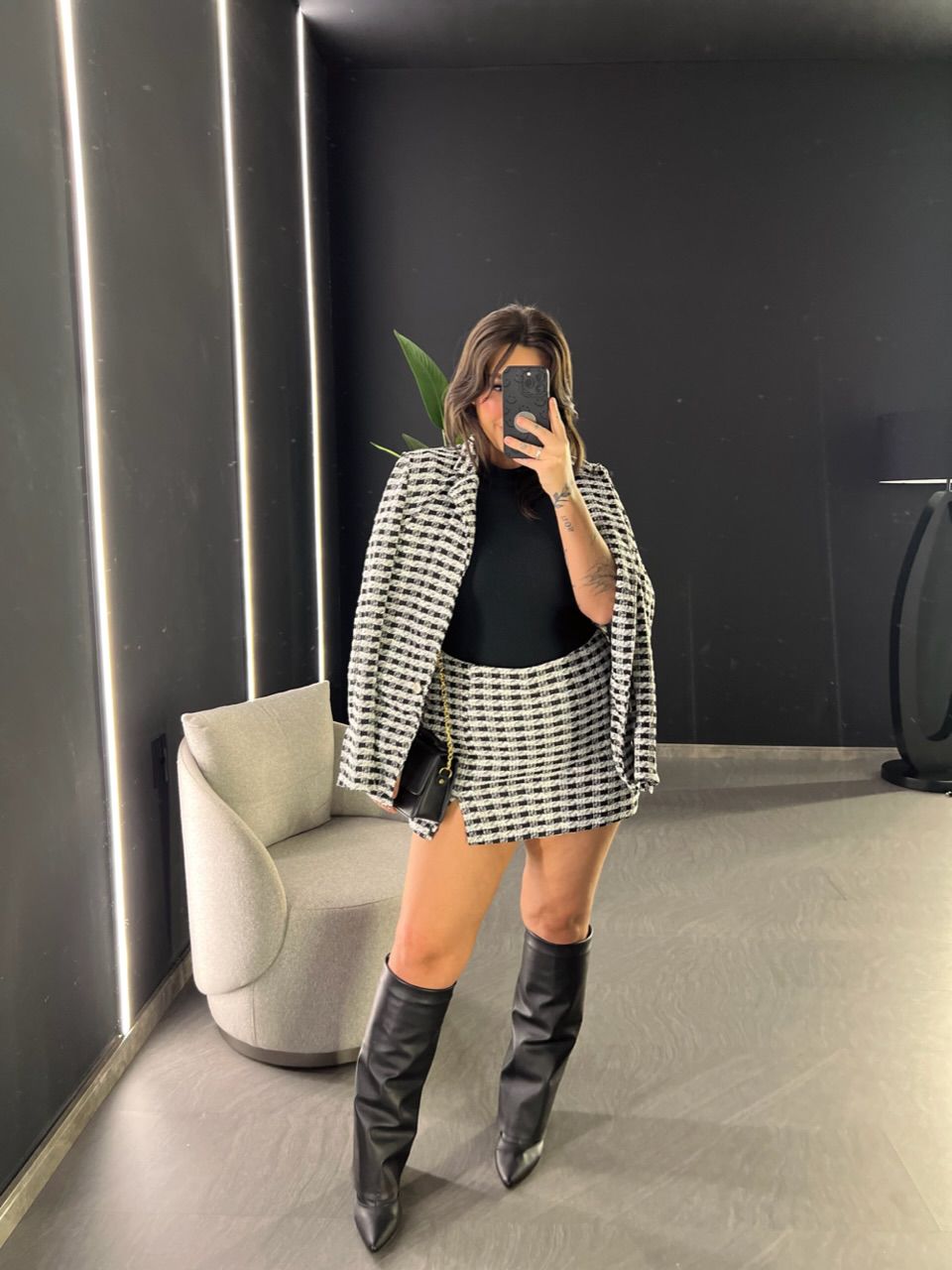 CONJUNTO MARIAH XADREZ PRETO