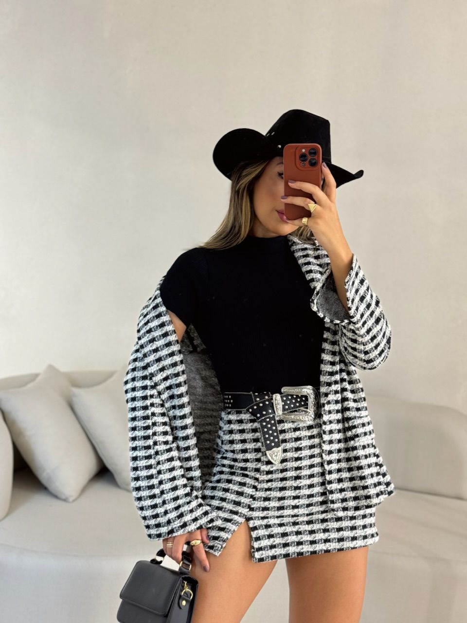 CONJUNTO MARIAH XADREZ PRETO