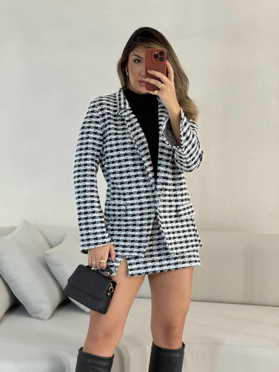 CONJUNTO MARIAH XADREZ PRETO