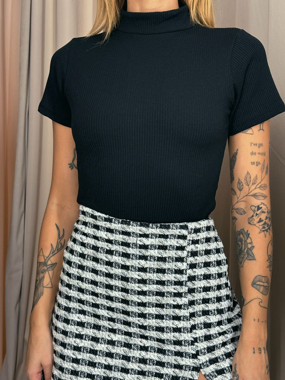 CONJUNTO MARIAH XADREZ PRETO