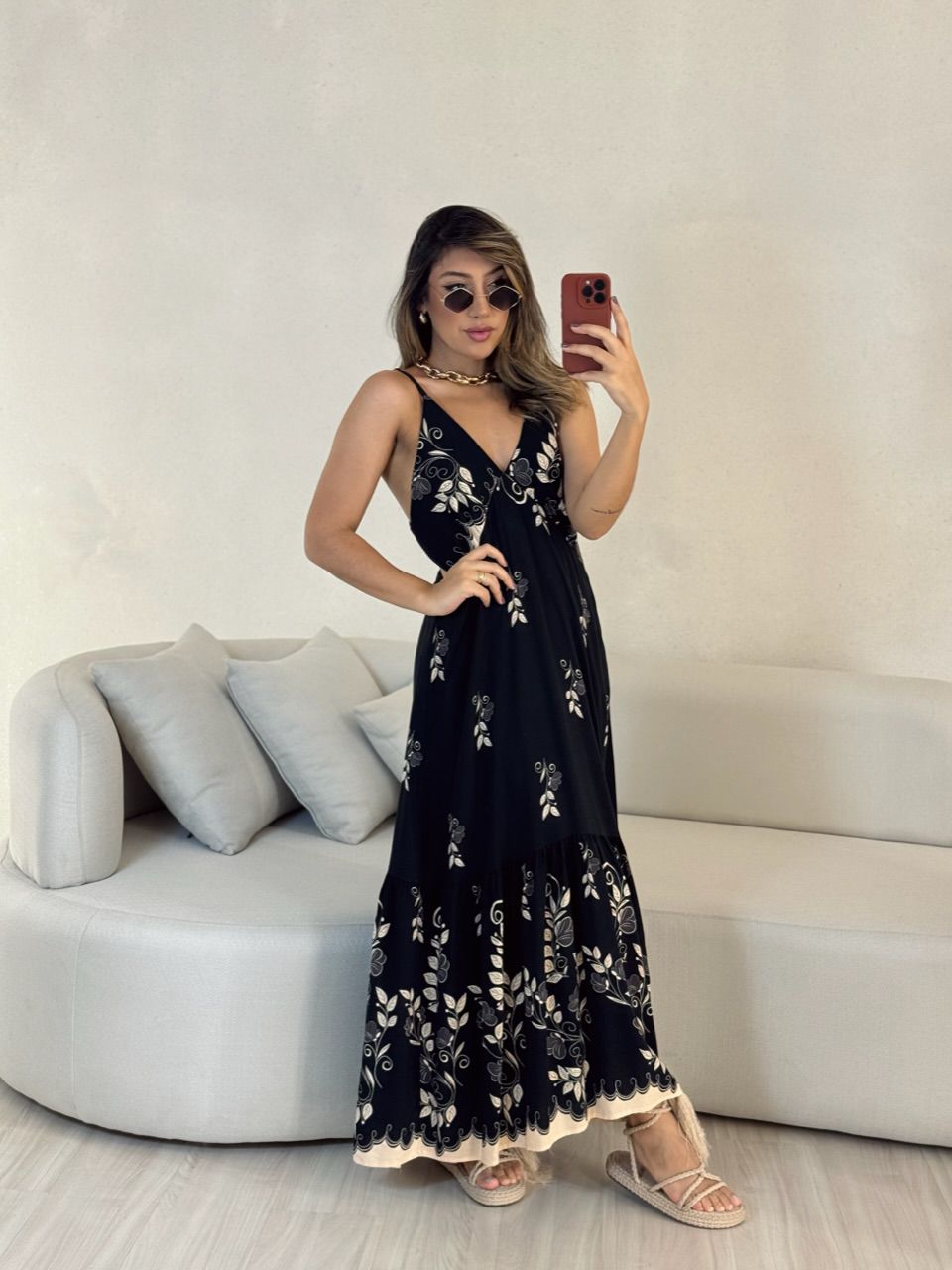 VESTIDO ANA MÁRCIA ESTAMPADO PRETO - 0052830032 - CAROLLA FERRARO