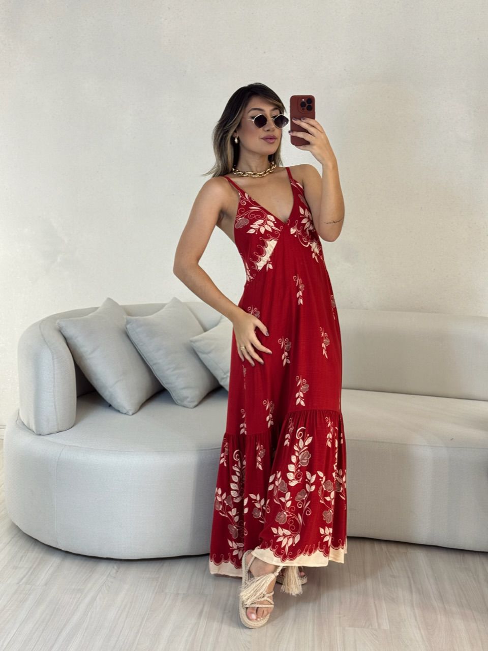 VESTIDO ANA MÁRCIA ESTAMPADO VERMELHO - 0052830006 - CAROLLA FERRARO
