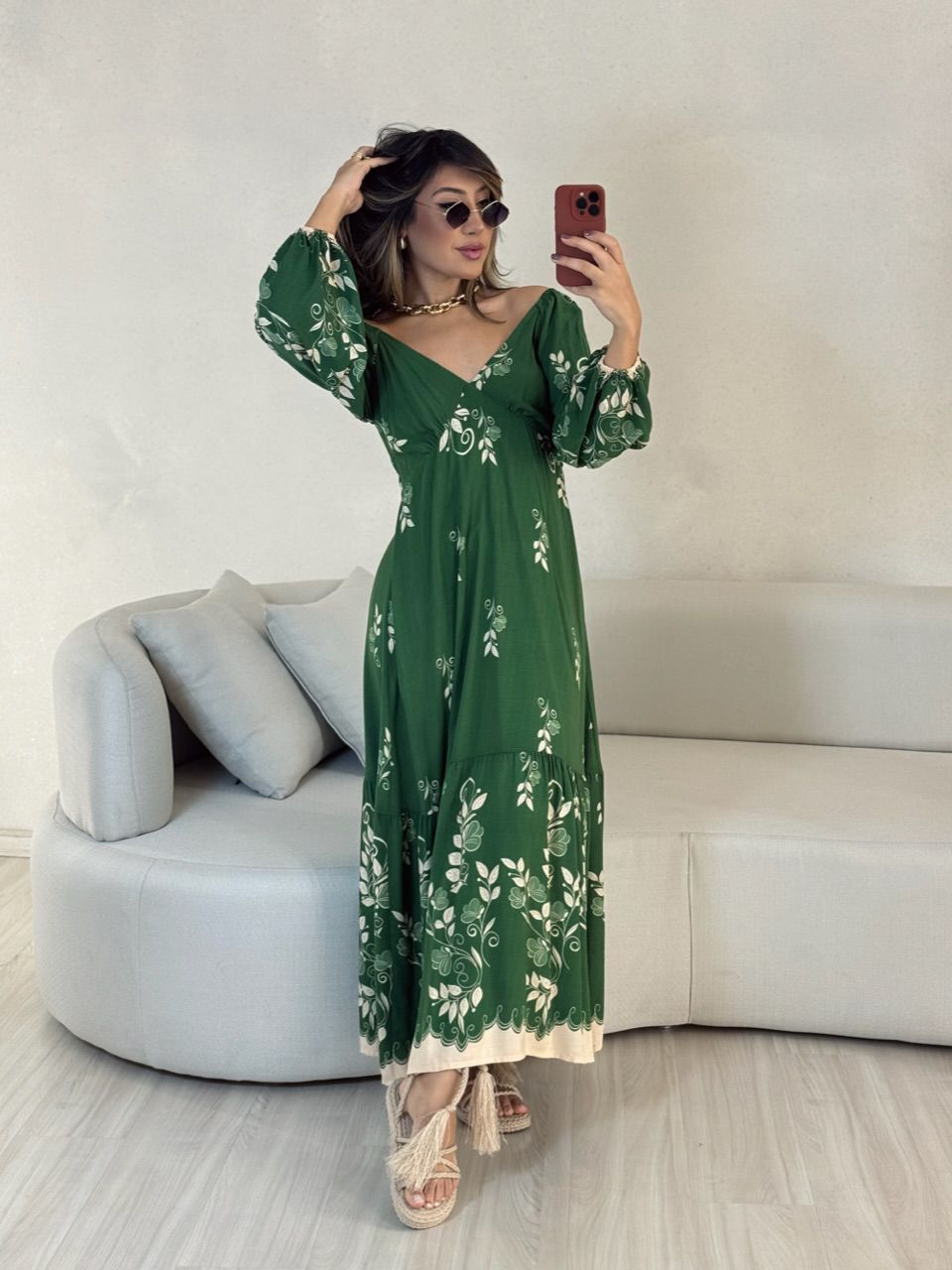 VESTIDO EDUARDA 02 ESTAMPADO VERDE