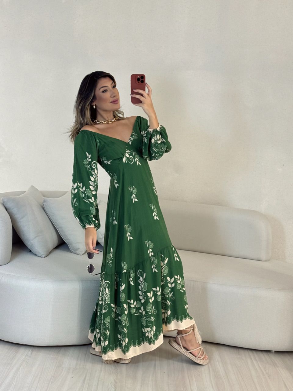 VESTIDO EDUARDA 02 ESTAMPADO VERDE